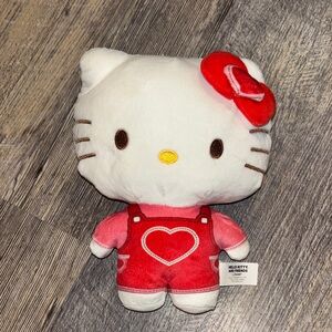Hello Kitty Valentines Day Plush with Red Heart Overalls